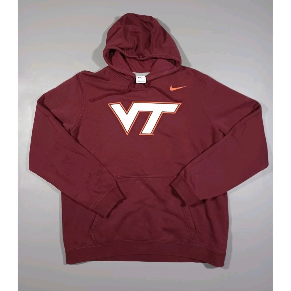 Virginia Tech Hokies Hoodie Mens L Burgundy Nike Pullover